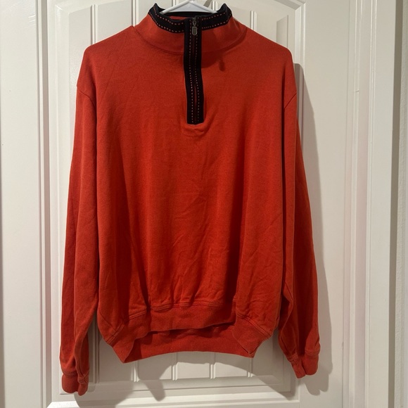 ST CROIX REGATTA - 1/4 Zip Long Sleeve Navy Blue & Orange Cotton Pullover Sz L - Picture 2 of 5